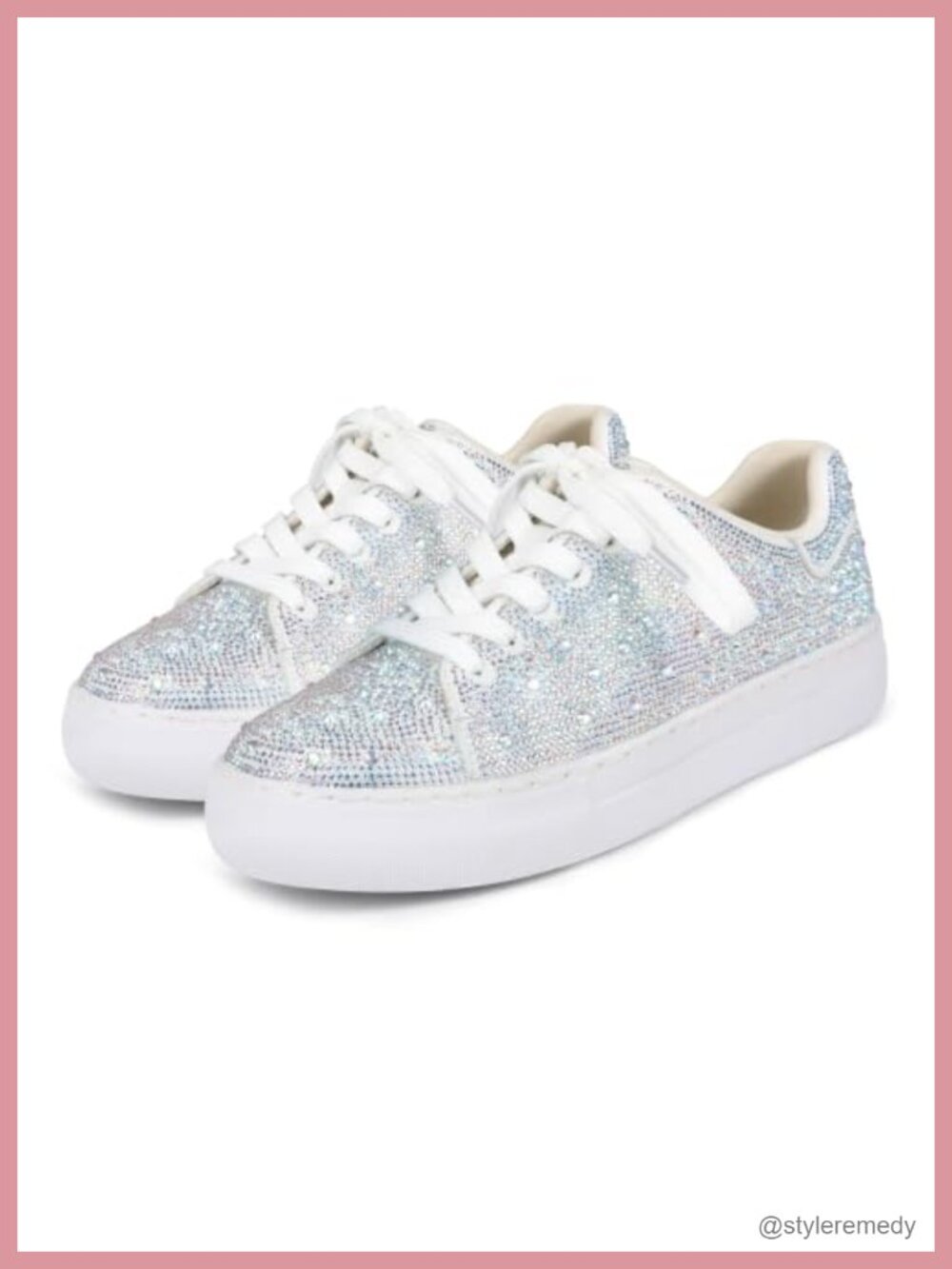 Wetviro Women's Rhinestone Sneakers Sparkly Sequined Platform Casual Lace-Up